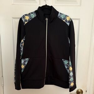 Daily Sports Black Bomber Jacket with Floral Patterns